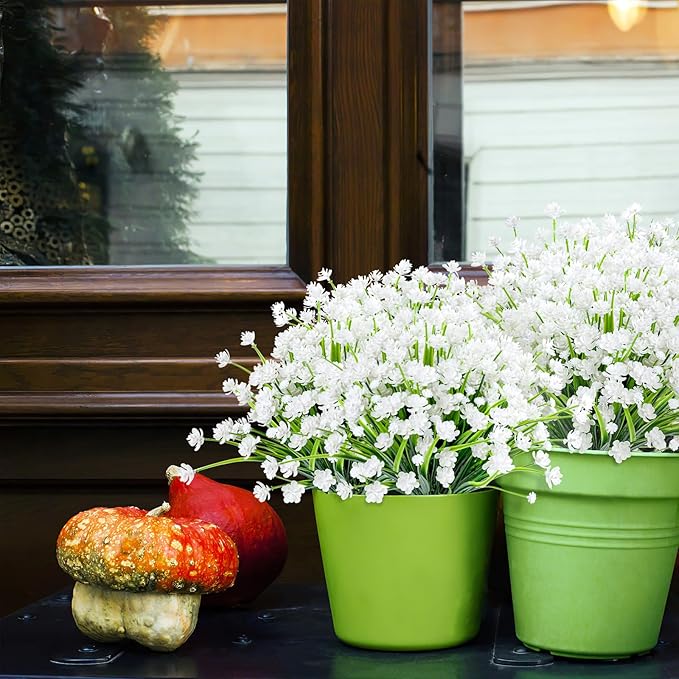 AGIRL 12 Bundles Artificial Flowers for Outdoor,No Fade Fake Plastic Flowers Faux Plants for Decoration Hanging Planters Indoor Outside Garden Porch Window Box Home Wedding Farmhouse