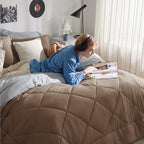 Bedsure Full Size Comforter Set - 7 Pieces Reversible Brown Bedding, Full Size Bed Set for All Seasons, Bed in a Bag with Down Alternative Comforter, Sheets, Pillowcases & Shams