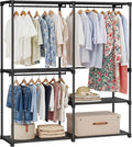 SONGMICS Portable Closet, Freestanding Closet Organizer, Clothes Rack with Shelves, Hanging Rods, Storage Organizer, for Cloakroom, Bedroom, 54.3 x 16.9 x 71.7 Inches, Black URYG025B02