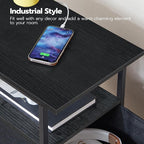 HOOBRO End Table with Charging Station, Narrow Side Table, Nightstand with 2 Non-Woven Drawers, Slim Sofa Side Table, for Small Spaces, Living Room, Bedroom, Black BB486UBZ01