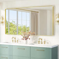 TETOTE 72 x 36 Inch Gold Framed Mirror Vanity Mirrors for Wall Decor Brushed Gold Bathroom Mirrors, Tempered Glass, Modern Farmhouse Wall Mounted Mirror for Decorative(Horizontal/Vertical)