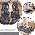MAXYOYO Black Marble Printed Japanese Futon Floor Mattress, Thicken Sleeping Pad, Roll Up Camping Bed, Folding Couch Topper for Guests, Queen Size