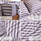 Mellanni Split King Sheets Set - 5 PC Iconic Collection Bedding - Hotel Luxury, Soft, Cooling Bed Sheets - Wrinkle, Fade, Stain Resistant (Split King, Oxford Stripe Hazy Lilac)