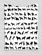 Ambesonne Dog Lover Tapestry, Silhouettes of Different Breeds of Dogs Chow Chow Shepherd Pinscher Spaniel, Wall Hanging for Bedroom Living Room Dorm Decor, 40" X 60", Black White