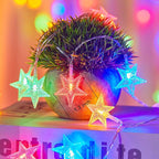 Minetom Star String Lights Battery Operated - 17 ft 50 LED Star Fairy String Lights with Timer, Waterproof for Indoor Bedroom Tent Loft Bed Patio Party Wedding Decor, Multi-Color