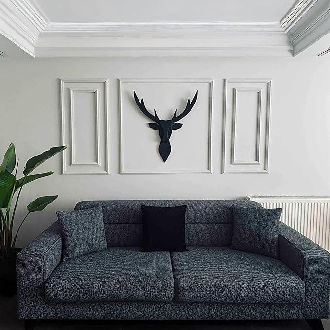 Handmade Wooden Deer Head Wall Mount - 29.5" Handcrafted Faux Taxidermy Deer Bust, Rustic Farmhouse Wall Decor Sculpture for Living Room, Entryway, Man Cave