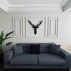 Handmade Wooden Deer Head Wall Mount - 29.5" Handcrafted Faux Taxidermy Deer Bust, Rustic Farmhouse Wall Decor Sculpture for Living Room, Entryway, Man Cave