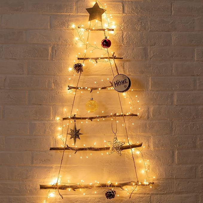 Fairy Lights Plug in, 10Ft 200LED Firecracker Firefly Lights, 8 Lighting Modes, Waterproof Copper Wire Cluster String Lights for Ceiling Bedroom Window Christmas Tree Decoration, Warm White