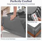 California Design Den 6-Pc Queen Size Sheet Set with 4 Pillowcases - 400 Thread Count 100% Cotton Sheets, Cooling Sateen Weave, Luxury Deep Pocket Bedsheets Set - Grey