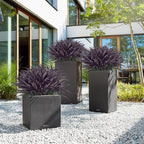 Ouddy Decor 20 Pcs Fake Outdoor Plants Artificial Grass Greenery Stems Faux Plastic Plants UV Resistant for Fall Halloween Indoor Outside Garden Hanging Planter Porch Home Decor, Black Purple