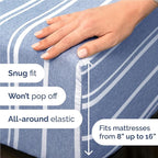 Twin XL 4 Piece Sheet Set - Comfy Breathable & Cooling - Soft Hotel Luxury Bedding Set with 8-16 Inch Deep Pockets - 1 Flat & 1 Fitted Sheet & 2 Pillowcases - Wrinkle Free & Easy Care - Blue Stripes 3