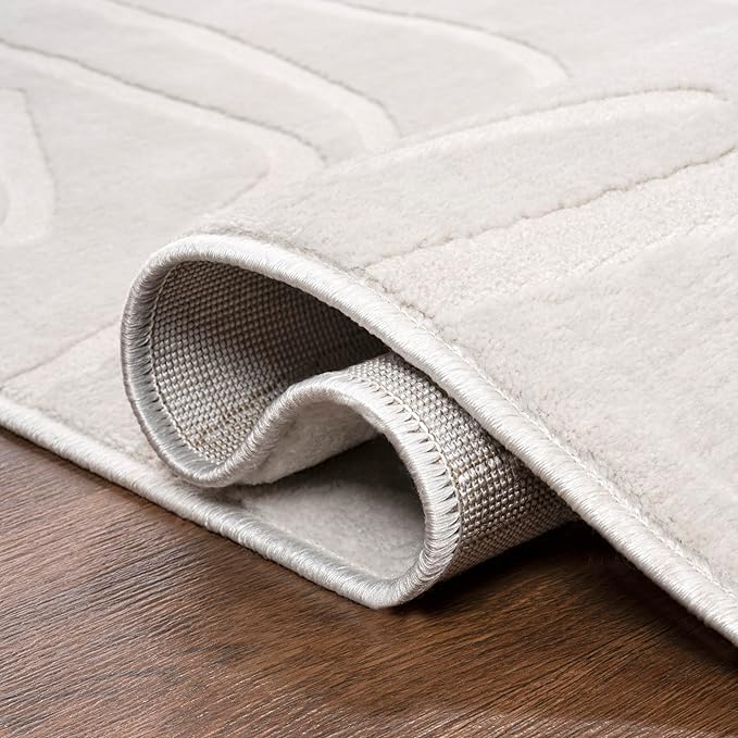 JONATHAN Y Graphic Lines High-Low Runner Rug 2X8 White/Cream, Alcina Modern Scandinavian for Living Room, Bedroom, Kitchen, Easy-Cleaning, High Traffic, Pet-Friendly, Non-Shedding SND102B-28