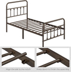 Yaheetech Classic Metal Platform Bed Frame Mattress Foundation with Victorian Style Iron-Art Headboard/Footboard/Under Bed Storage/No Box Spring Needed/Twin Size Bronze
