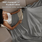 PHF 100% Cotton Waffle Weave Blanket Twin Size for Bed, Soft Lightweight & Breathable, All-Season Comfort, Luxury Aesthetic Woven Bedding for Home Decor, 66"x90", Dark Grey