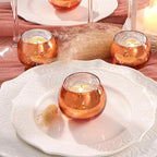 LAMORGIFT 24 Pcs Fall Tealight Candle Holders- Mercury Votive Candle Holders for Burnt OrangeTable Decorations, Terracotta Decor Glass Votives for Fall Party Boho Wedding Table Centerpieces