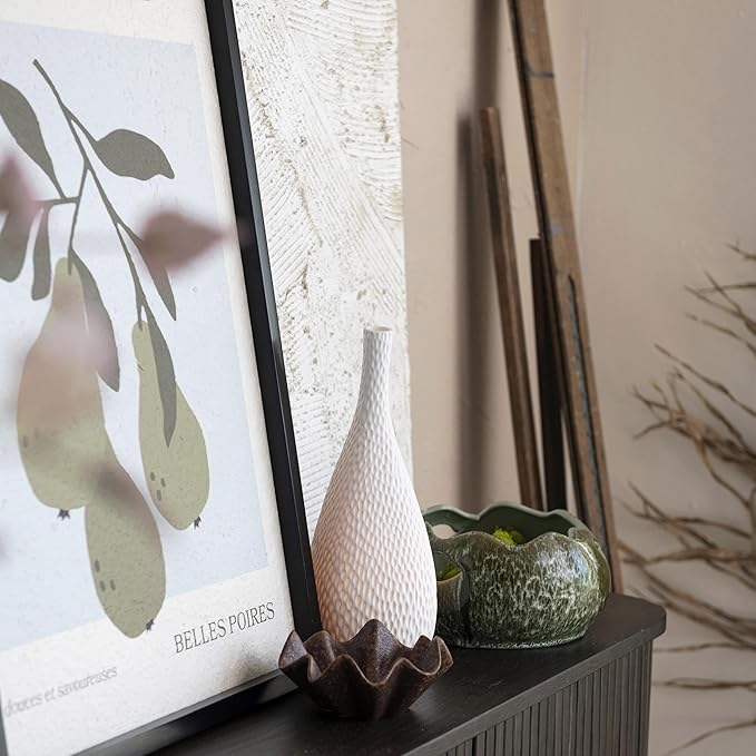 Bloomingville Wood Framed Textured Paper Wall Decor with Pears and Conference Design, Multicolor