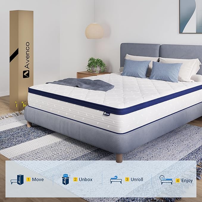 Avenco 10 Inch Full Size Mattress, Full Mattresses in a Box for Pain Relief & Motion Isolation, CertiPUR-US Certified