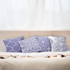 Ambesonne Vintage Throw Pillow Cushion Case Pack of 4, Monochrome Design Grid Trellis Quatrefoil Mesh and Dahlia Flowers Modern Print, Modern Accent Double-Sided Digital Printing, 20", Lavender White