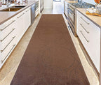 Custom Size Modern Geometric Pattern Carpet Runner Rug for Hallways, Slip Resistant Latex Rubber Backed, 31 inch Wide X Customized Length, Circles Brown, 31 inch X 23 feet