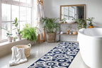 Custom Length Cut to Size Retro Modern Coastal Carpet Runner Rug for Hallways, Non Slip Rubber Backed, 31 inch Wide X Customized Length, Geo Blue, 31 inch X 6 feet