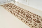 Custom Length Cut to Size Tribal Ethnic Southwestern Inspired Hallway Runner Rug, Non Slip Rubber Backed, 31 inch Wide X Customized Length, Aztec Beige, 31 inch X 18 feet