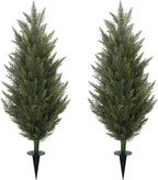 3.6FT Fake Topiary Trees Artificial Outdoor 2 Pcs Faux Cedar Tree UV Resistant Shrubs for Outdoor Patio, Porch, Garden Indoor Planters Home Decoration