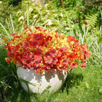 Artificial Flowers for Outdoor, UV Resistant Fake Silk Flowers, Realistic Faux Plants for Outside Indoor Porch Patio Window Box Planter Home Decor (16, Fall OrangeRed Yellow)