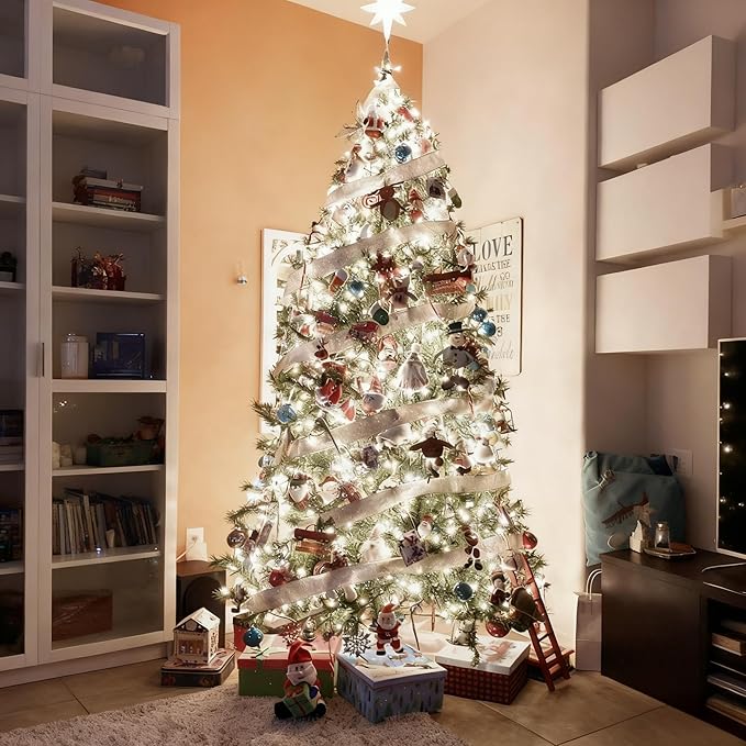 500 LEDs 172ft Green Cable Wire Christmas Light Fairy String Tree Twinkle Lights Plug in 12 Modes for Christmas Party, Outdoor, Garden, Wedding, Home Decoration (White)