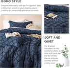 Bedsure Full Comforter Set - Navy Blue Comforter, Boho Tufted Shabby Chic Bedding for Kids, 3 Pieces Vintage Farmhouse Bed Set for All Seasons, Fluffy Soft Bedding with 2 Pillow Shams