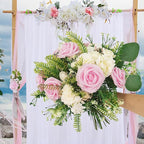 Artificial Flowers 25pcs Fake Roses, Baby Pink Foam Rose Faux Flower for DIY Wedding Bouquets Bridal Shower Centerpieces Floral Arrangements Home Decorations Party Backdrops Table