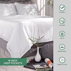 Pure Bamboo Full Sheets, Genuine 100% Organic Viscose Derived from Bamboo Bed Sheet Set, Luxuriously Soft & Cooling, Double Stitching, Lifetime Quality Promise (Full, Creme)
