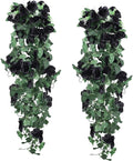 RECUTMS Flowers Artificial Hanging Plants 2PCS 3.3Ft Rose Vine for Home Room Garden Wedding Indoor Outdoor Decoration (Black)