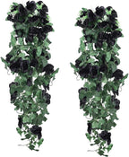 RECUTMS Flowers Artificial Hanging Plants 2PCS 3.3Ft Rose Vine for Home Room Garden Wedding Indoor Outdoor Decoration (Black)