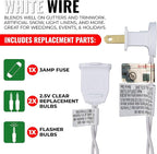 612 Vermont 50 Clear Christmas Lights on White Wire, UL Approved for Indoor/Outdoor Use, 9 Foot of Lighted Length, 11 Foot of Total Length