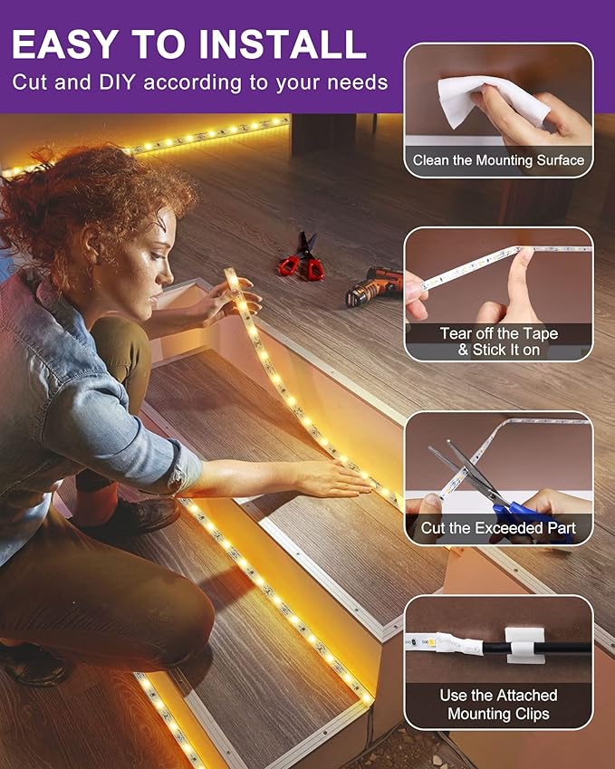 HitLights LED Strip Lights Warm White 3000K, 16.4ft Premium Tape Light for Bedroom, 300 LEDs/Reel, 150LM/ft, 22W, UL-Listed, 12V Flexible Dimmable Rope Lights for Room, Home, Under Cabinet Lighting