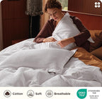 Bedsure Cotton Duvet Cover King - 100% Cotton Waffle Weave Bright White Duvet Cover King Size, GentleSoft™ and Breathable Bedding Set for All Season, 3 Pieces, 104"x90"