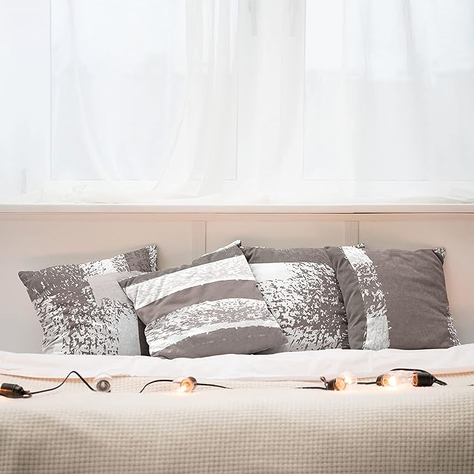Ambesonne Grunge Throw Pillow Cushion Case Pack of 4, Abstract Design Simplistic Minimal Stripes Brushstrokes Contemporary, Modern Accent Double-Sided Digital Printing, 20", Taupe Grey and Dimgray