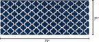 Custom Size Cut to Length Moroccan Trellis Design Runner Rug Mat For Wide Long Hallways with Non-Slip Rubber Backing, Better Traction for Pets, Prevent Slippage, Trellis Navy Blue, 31 inch X 6 feet