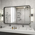 VooBang Bathroom Mirror 30x48 inch, Black Gorgeous Deep Frame Wall Mirror, Modern Round Corner Bathroom Vanity Mirror for Bedroom, Living Room, Hanging or Leaning Horizontal or Vertical, Black