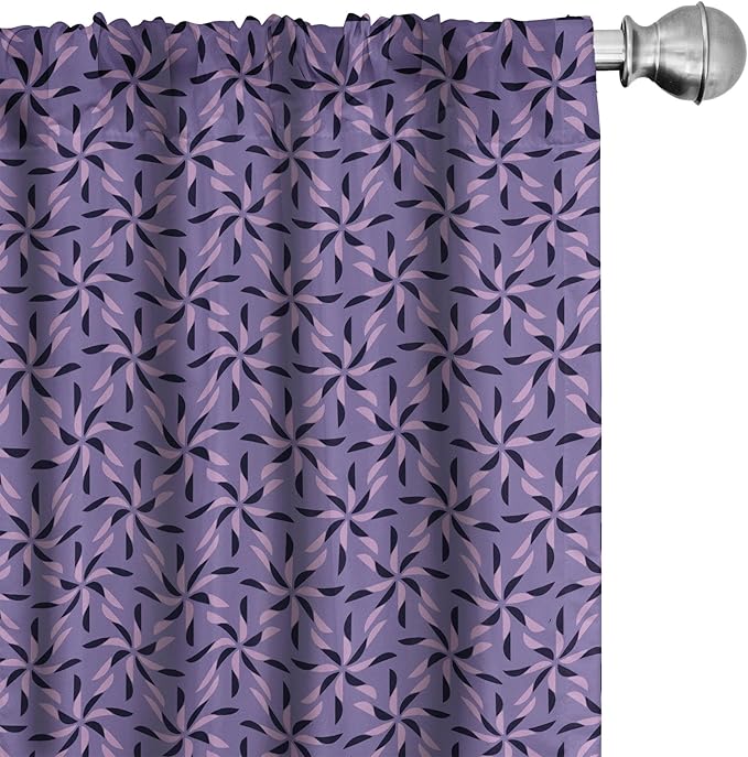 Ambesonne Geometric Curtains, Blossoming Flowers with Birth of Nature Season Theme Spring Summer, Window Treatments 2 Panel Set for Living Room Bedroom, Pair of - 28" x 84", Purple