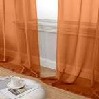 Aiyufeng Orange Sheer Curtains 96 Inches Long 2 Panels Set, Light Filtering Soft Airy Voile Rod Pocket Orange Sheer Window Drapes for Bedroom Living Room, Each 42Wx96L Inches