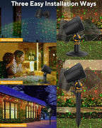 Christmas Projector Lights Outdoor Waterproof with Remote Control, Outdoor Christmas Decorations Garden & Landscape Lights with Red and Green Stars for Garden Room Decor/Halloween Decorations