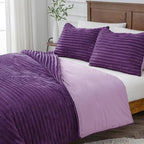 BEDELITE Fleece King Comforter Set -Super Soft & Warm Fluffy Purple Bedding, Luxury Fuzzy Heavy Bed Set for Winter with 2 Pillow Cases