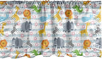 Ambesonne Savannah Window Valance, Friendly Zoo Animals with Happy Faces Cartoon Characters on Stripes Print, Curtain Valance for Kitchen Bedroom Decor with Rod Pocket, 54" X 12", Pale Azure Blue