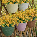 Lnoicy 24 Pcs Artificial Flowers for Outdoor,Plastic Flowers Decoration, UV Resistant Faux Flowers Shrubs, Artificial Plants for Indoor Outside Garden Home Wedding Farmhouse(Yellow)