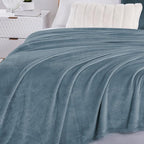 Walensee Fleece Blanket Plush Throw Fuzzy Lightweight (King Size 108x90 Washed Blue/Slate Blue/Grey Blue) Super Soft Microfiber Flannel Blankets for Couch, Bed, Sofa Warm and Cozy for All Seasons