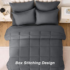 Love's cabin California King Comforter Set Soot Grey, 7 Pieces California King Bed in a Bag, All Season Bedding Sets with 1 Comforter, 1 Flat Sheet, 1 Fitted Sheet, 2 Pillowcase and 2 Pillow Sham