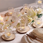 24pcs Assorted Ribbed Votive Candle Holders, Clear Tea Lights Candle Holder for Wedding Decorations, Glass Candle Holder for Table Centerpiece, Party and Holiday Decorations