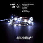 30 LEDs Cold White Color String Lights Silver Wire Indoor and Outdoor 9.5 Feet Firefly Starry Fairy Lights Battery Powered for DIY, Christmas, Holidays, Party, Bedroom and Centerpieces