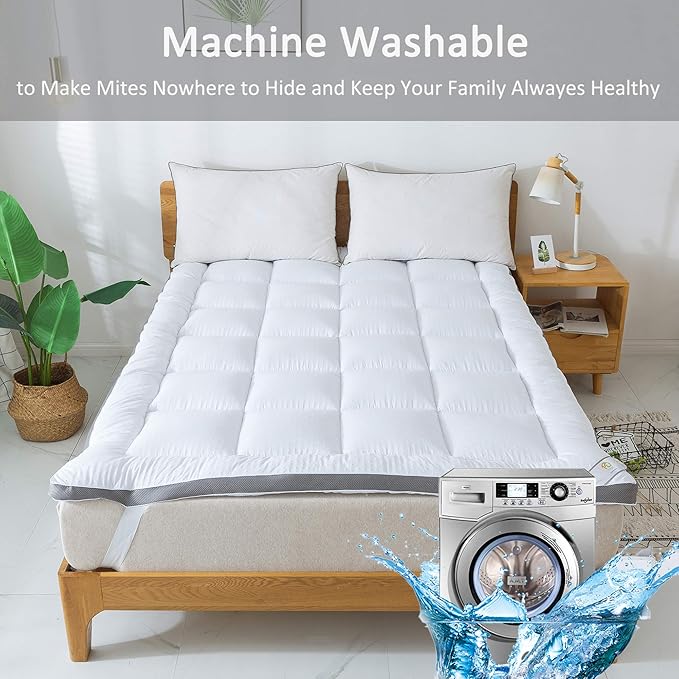 Mattress Topper Queen & Mattress Pad Protector - Quality Plush Luxury Down Alternative Pillow Top - 2inch Extra Thick Mattress Cover(60"x80")